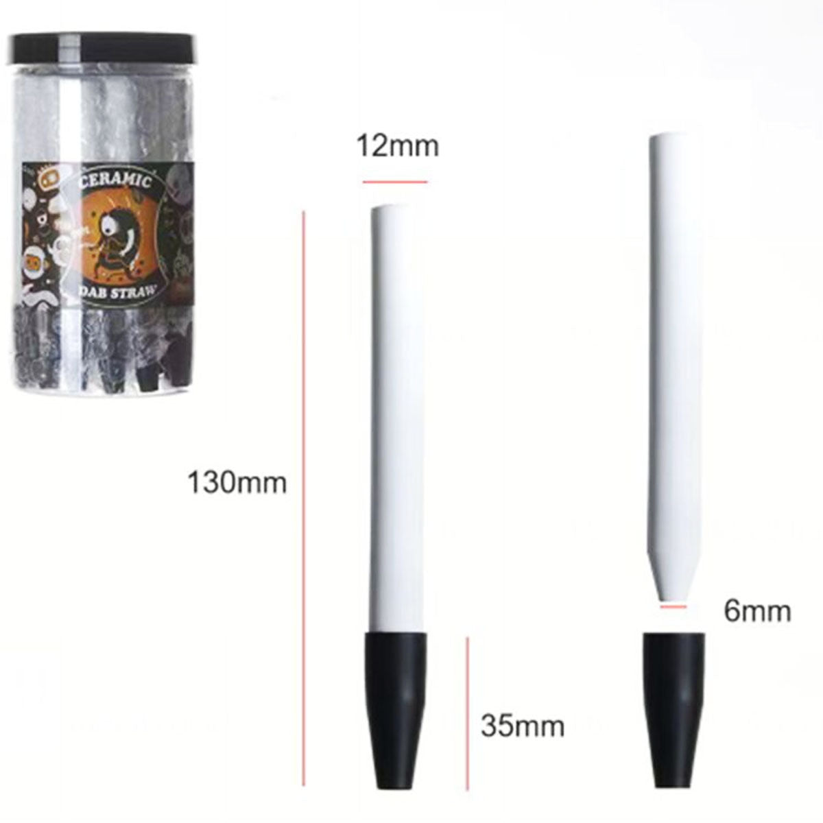 5.1" Full Ceramic Dab Straw w/ Silicone Cap [NC-C-1]