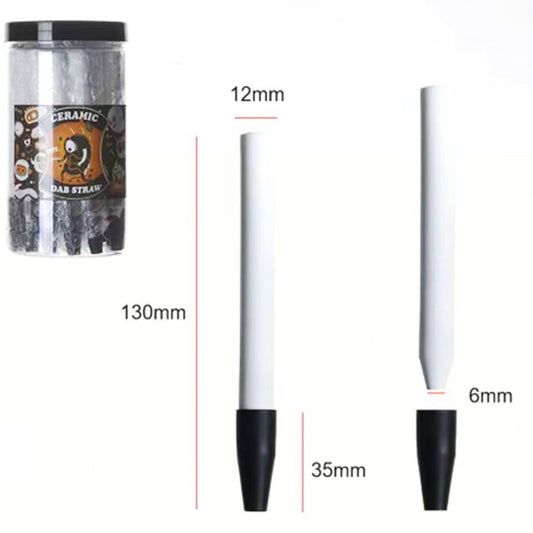 5.1" Full Ceramic Dab Straw w/ Silicone Cap [NC-C-1]