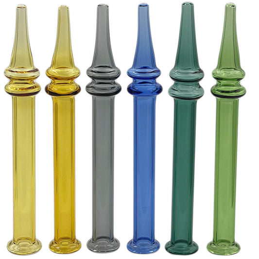 5.5” Glass Dab Straw w/ Maria Rings - Assorted Colors [NC-G-54D]