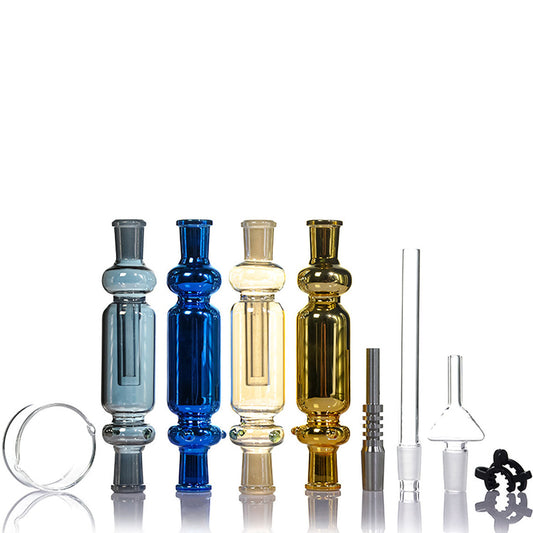 13" 14mm Electroplated Glass Nectar Collector Set - Gift Box - Assorted Colors [NC-G-6E]