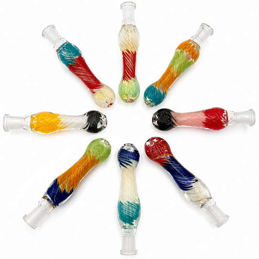 5.25”-5.75” 10mm Glass Nectar Collector w/ Twisted Design - Assorted Colors  [NC-G-113]