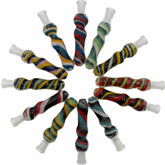 5.25"-5.75" 10mm Glass Nectar Collector w/ Twisted Dichro Design - Assorted Colors  [NC-G-112]