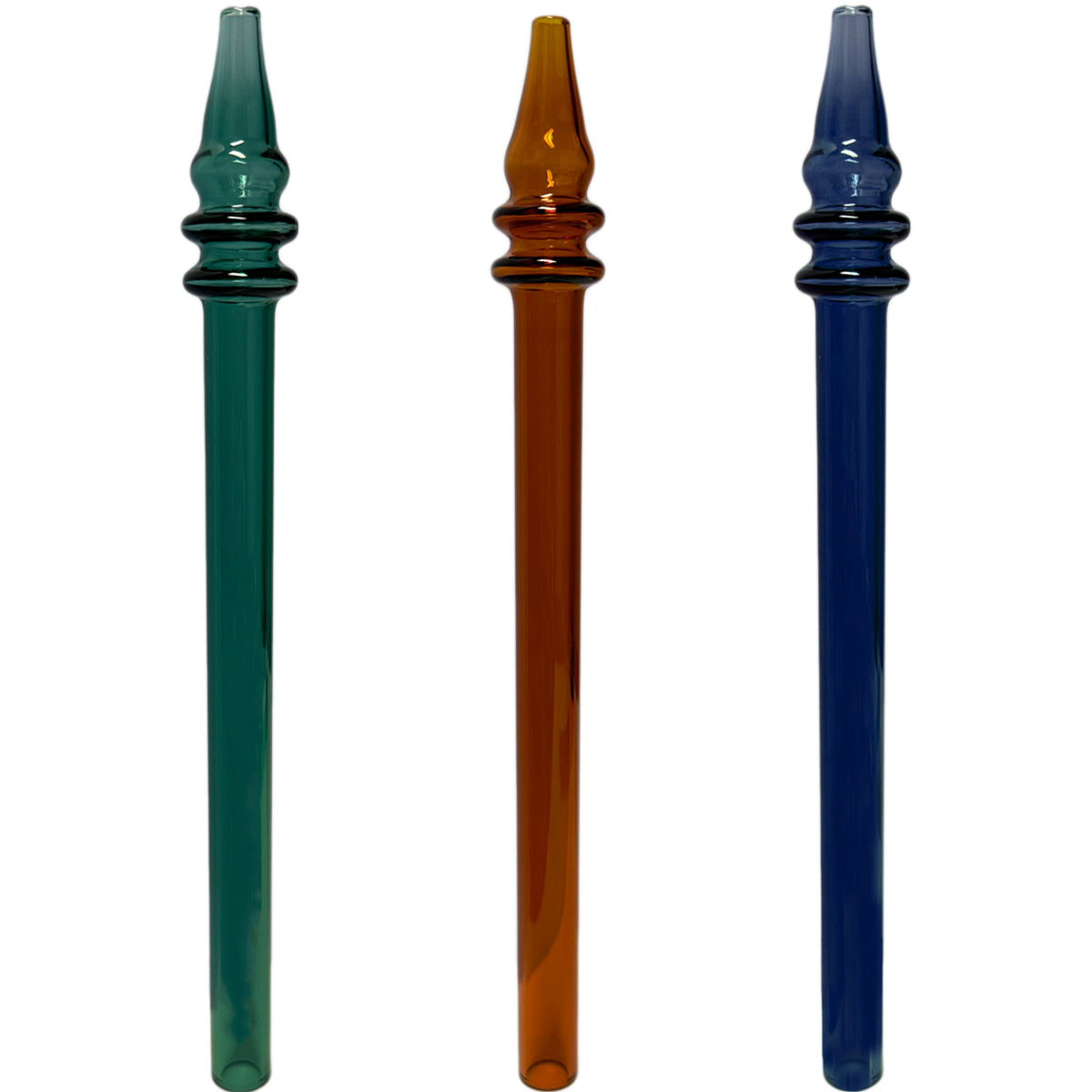 7.5" XL Thick Borosilicate Glass Honey Straw w/ Maria Rings - Assorted Colors [NC-G-54H]