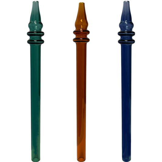 7.5" XL Thick Borosilicate Glass Honey Straw w/ Maria Rings - Assorted Colors [NC-G-54H]