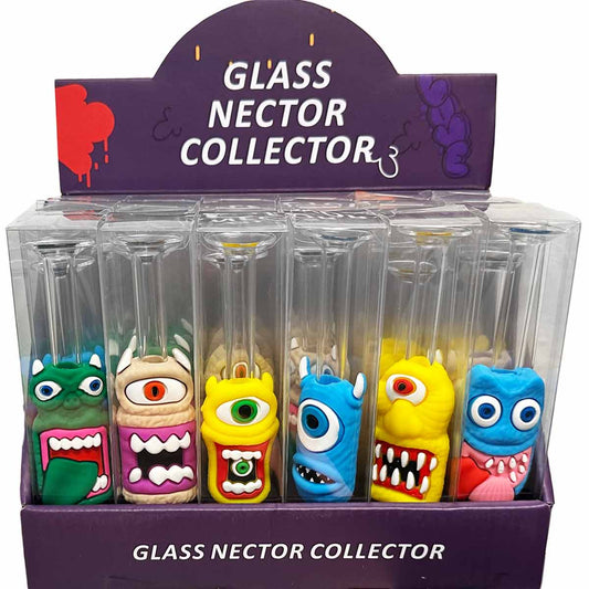 5.25 " 10mm Sil. & Glass Nectar Collectors w/ Monsters - Assorted Styles [NC-H-104]