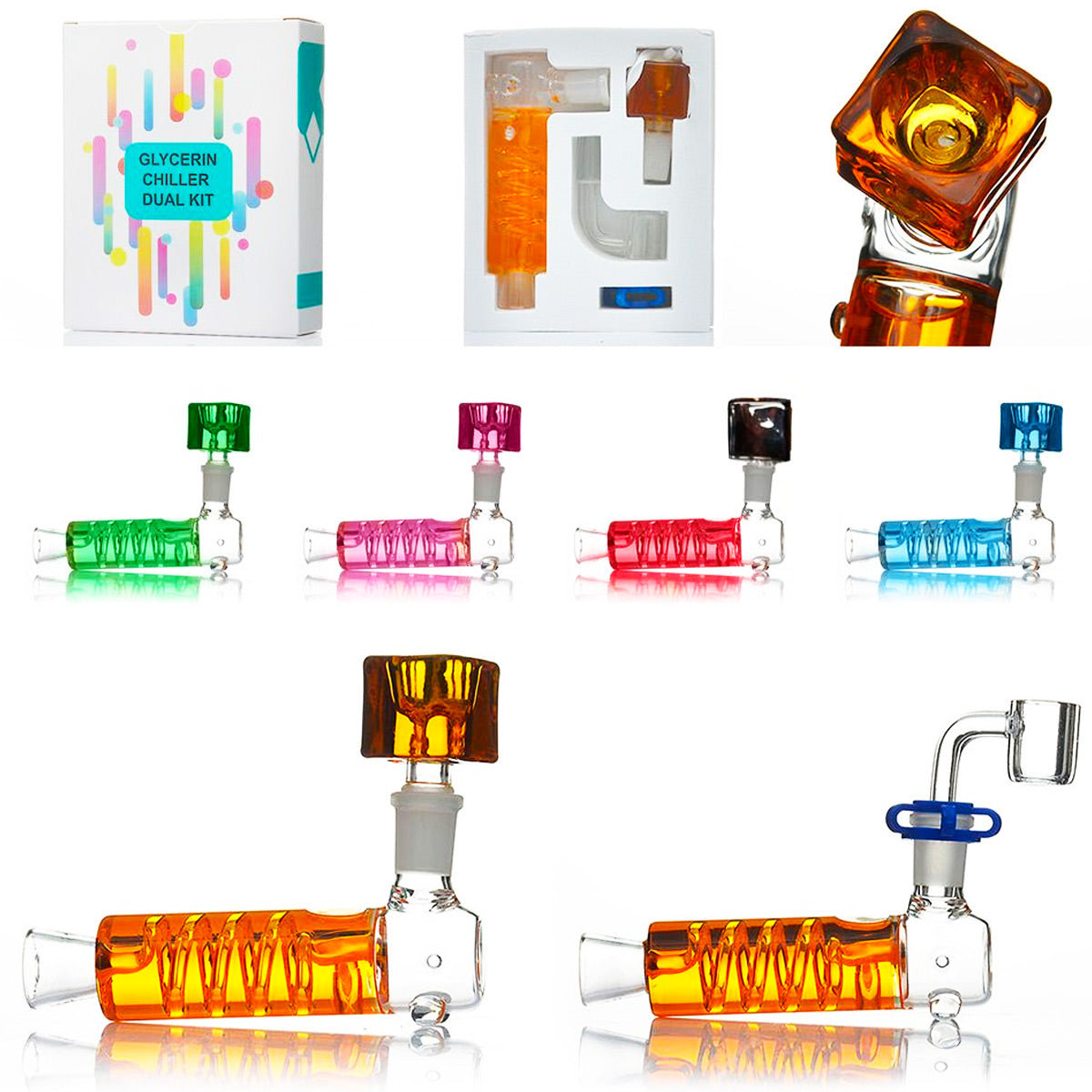 5" Glass Freezable Dual Use Pipe/Dab Rig - Assorted Colors [HP-G-201]