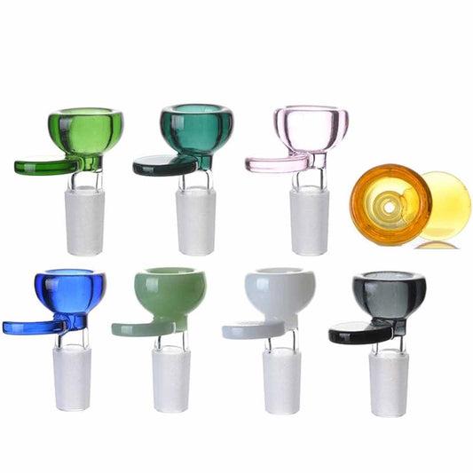 14mm Glass Bowl w/ Puck Handle - Assorted Colors [GB-55]