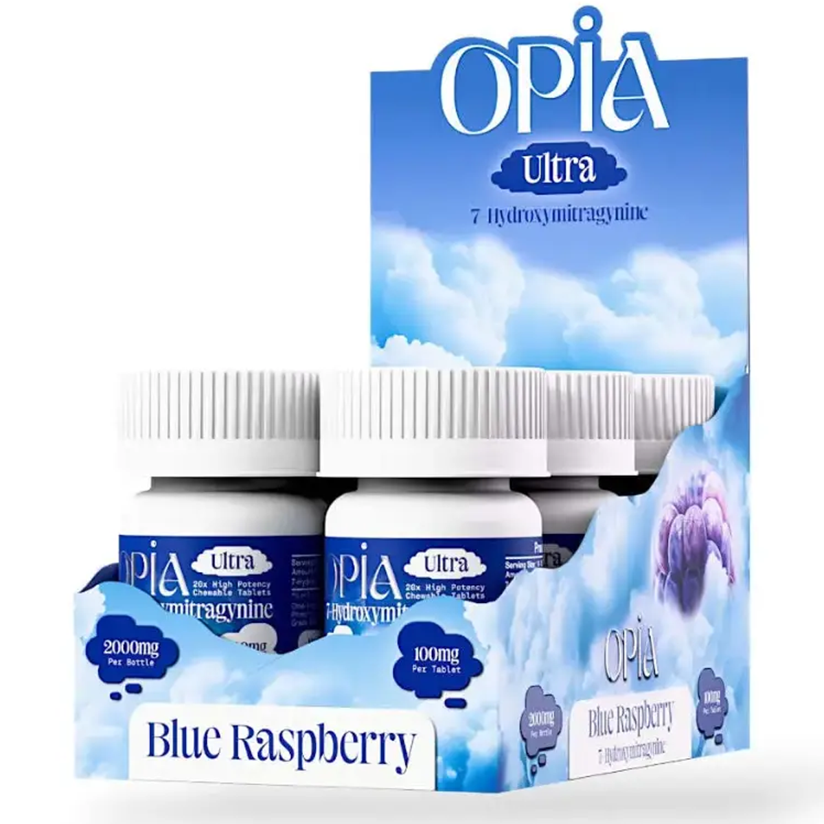 NEW *2,000mg Bottle* Opia Ultra 100mg 7-OH Tabs - 20 Ct - 4 Flavors [K-OPIA-100B]
