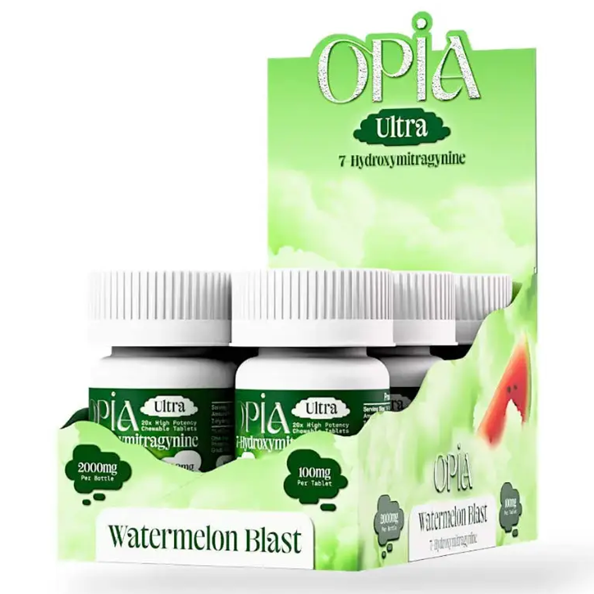 NEW *2,000mg Bottle* Opia Ultra 100mg 7-OH Tabs - 20 Ct - 4 Flavors [K-OPIA-100B]