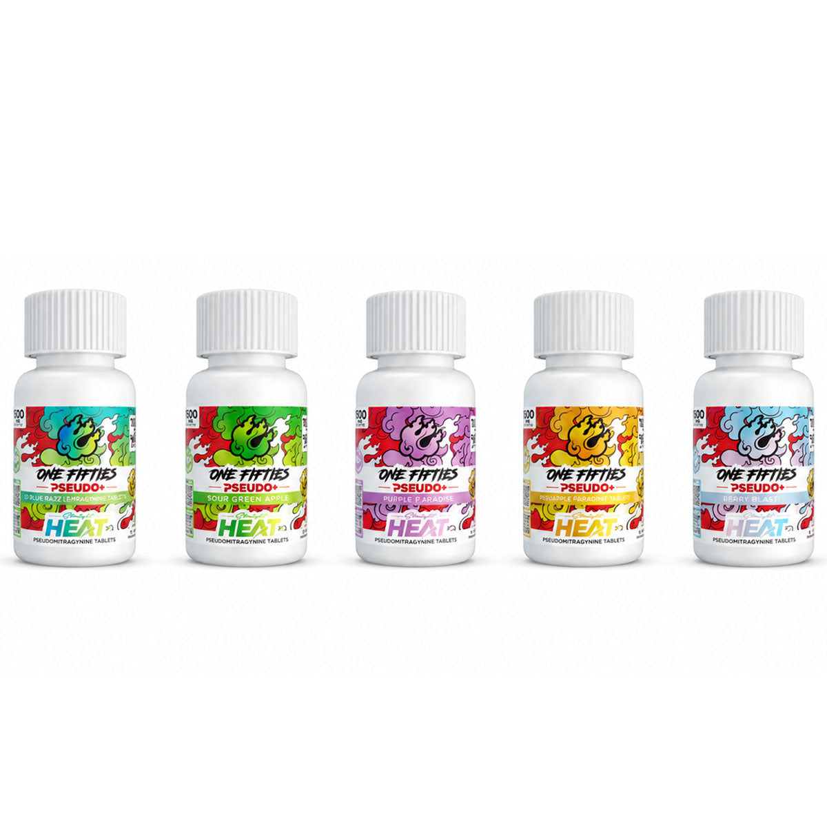 Straight HEAT PSEUDO - 4Ct & NEW 10Ct 150mg Tabs - 5 Flavors [K-H150-P-4C]