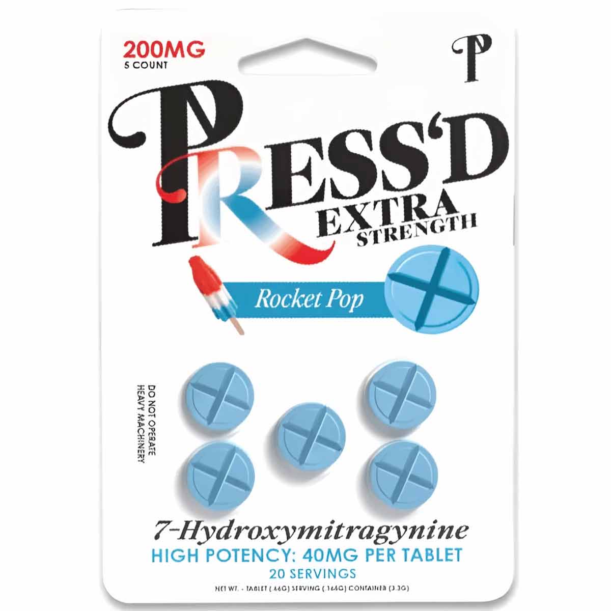 Press’d - Extra Strength 7-OH - 5 Ct 40mg Tabs - Now 5 Flavors! [K-PR-40]