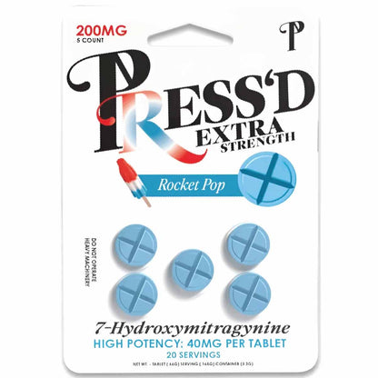 Press’d - Extra Strength 7-OH - 5 Ct 40mg Tabs - Now 5 Flavors! [K-PR-40]