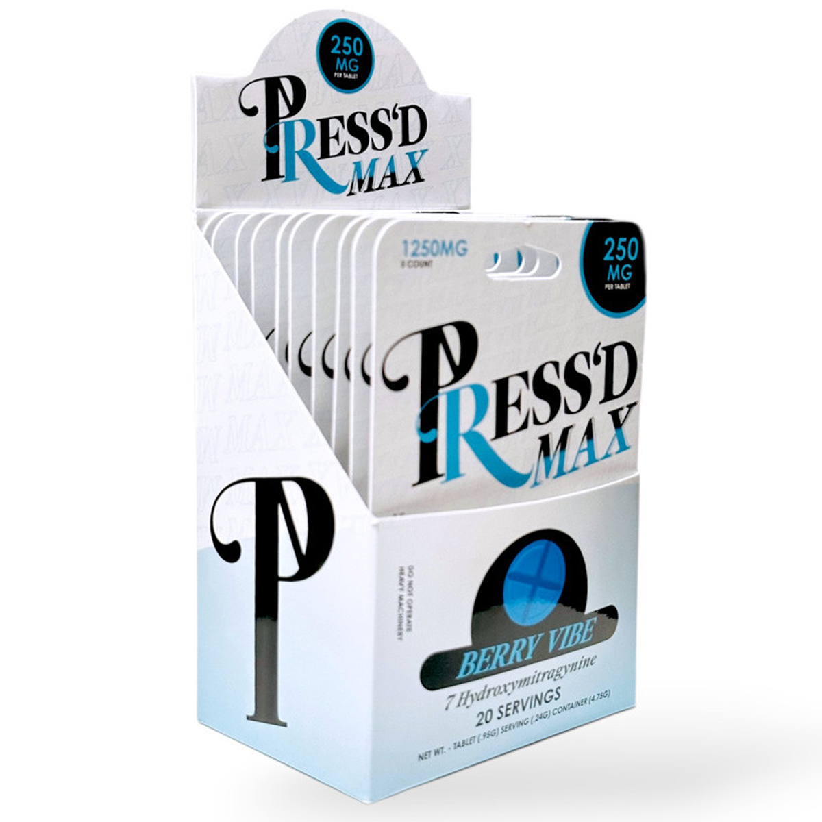 NEW Press’d Max- 250mg  7-OH Tabs - 5 Ct - 2 Flavors [K-PR-250]