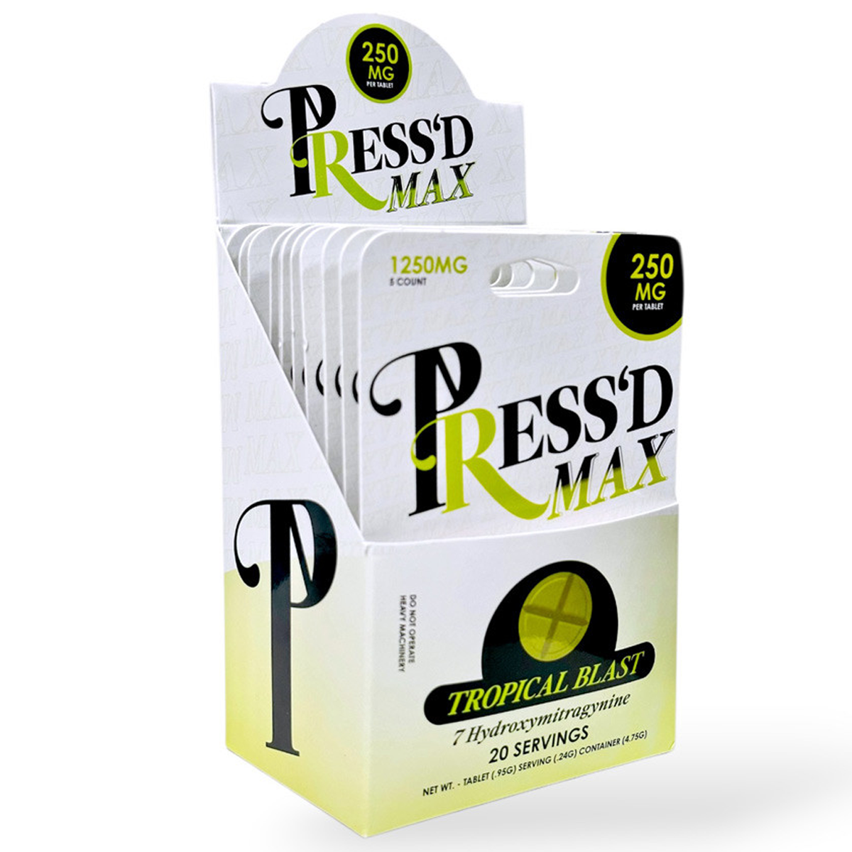 NEW Press’d Max- 250mg  7-OH Tabs - 5 Ct - 2 Flavors [K-PR-250]