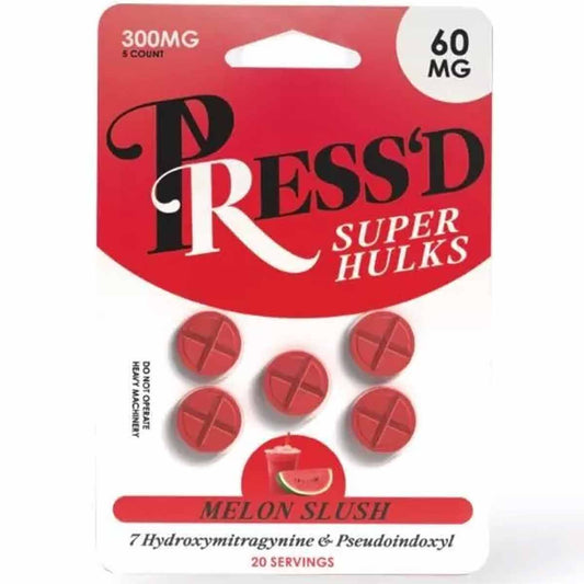 Press’d - Super Hulk 7-OH + Pseudo - 5 Ct 60mg Tabs - Now 4 Flavors! [K-PR-60]