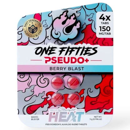 Straight HEAT PSEUDO - 4Ct & NEW 10Ct 150mg Tabs - 5 Flavors [K-H150-P-4C]