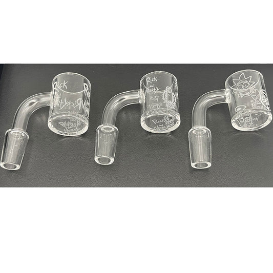 25mm Flat Top Quartz Banger w/ Sandblasted Crazy Guys Design - All 12 Joint Sizes & Angles [QB-GUYS]