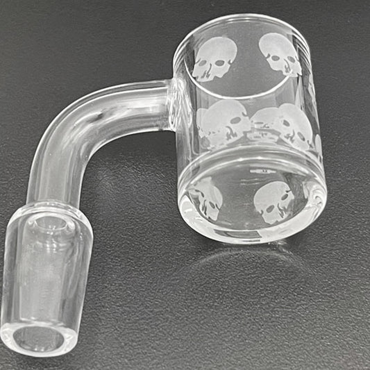 25mm Flat Top Quartz Banger w/ Sandblasted Skull Design - All 12 Joint Sizes & Angles [QB-SKULL]