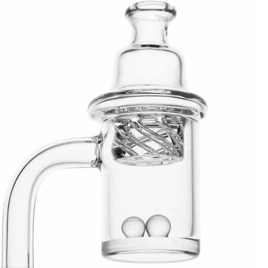 Boxed Spinner Set #3 - 25mm Flat Top Quartz Banger w/ Pearls & Cyclone Riptide Cap [QB-TP3-B]