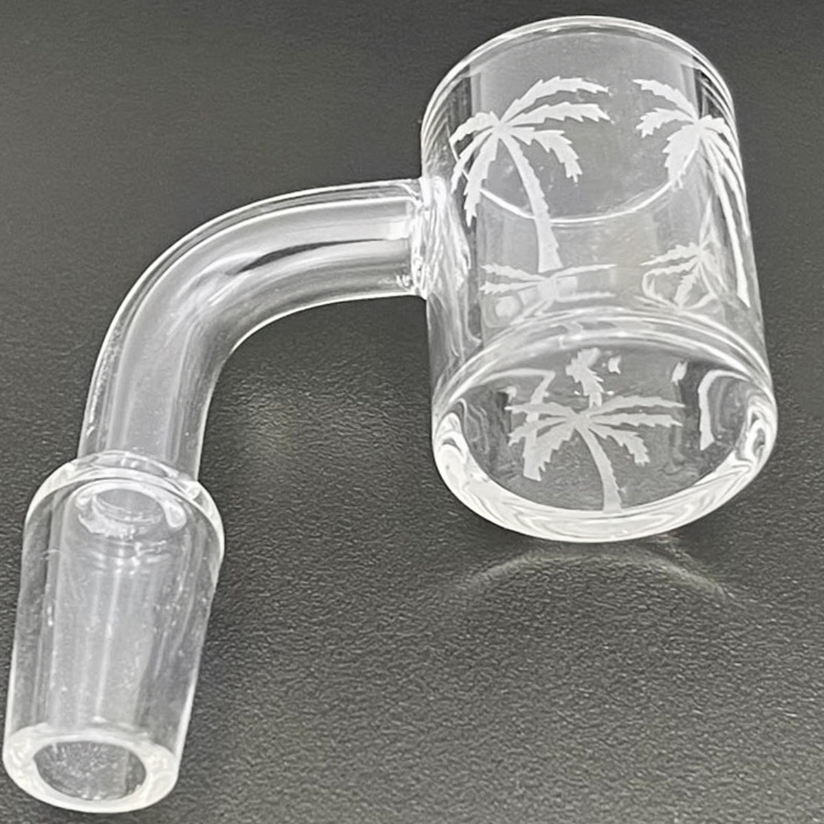 25mm Flat Top Quartz Banger w/ Sandblasted Palm Tree Design - All 12 Joint Sizes & Angles [QB-TREE]