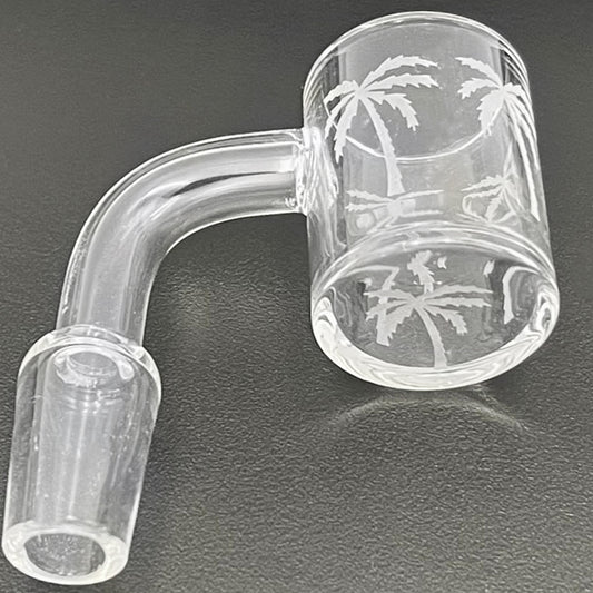 25mm Flat Top Quartz Banger w/ Sandblasted Palm Tree Design - All 12 Joint Sizes & Angles [QB-TREE]