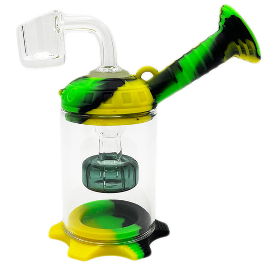 5” Hybrid Silicone & Glass Robot Banger Hanger w/ Disc Perc - Assorted Colors [WP-H-110B]