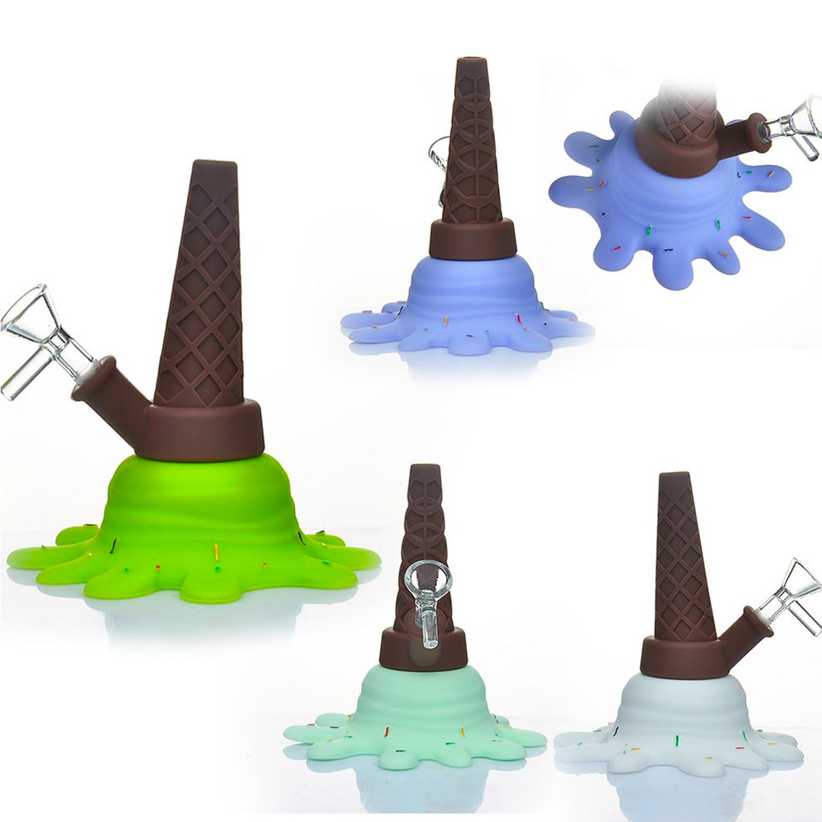 5.5" Melting Ice Cream Cone Water Pipe - Assorted Colors [WP-S-111B]