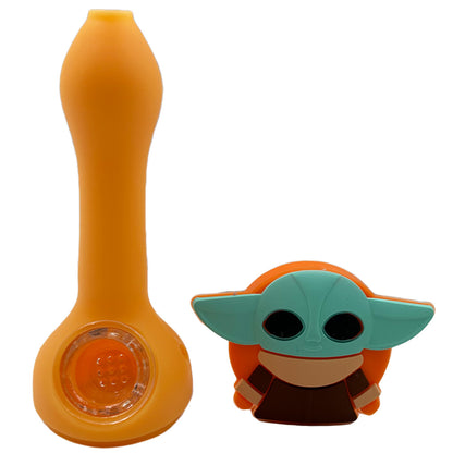 4.5" Alien Baby Hand Pipe w/ Glass Bowl - Assorted Colors [HP-S-180C]