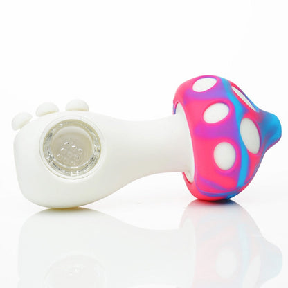 4.5" Silicone Mushroom Pipe w/ Glass Bowl - Assorted Colors [HP-S-118]