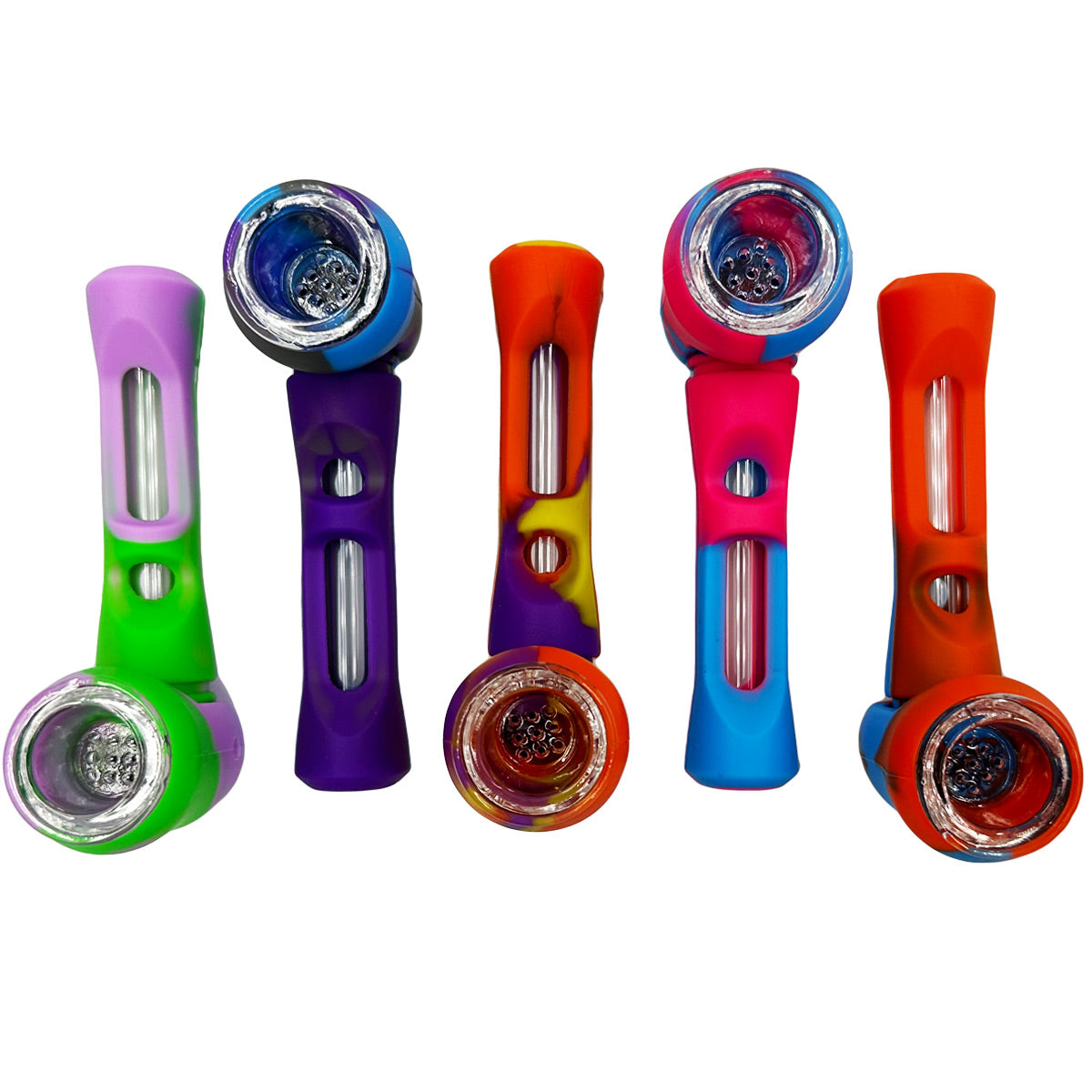 4.25" Hybrid Silicone & 2-in-1 Hand Pipe/Chillum - Assorted Colors [HP-S-168]
