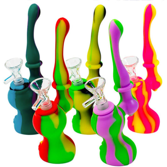 5"  Silicone Sherlock Bubbler - Assorted Colors [BUB-S-16B]