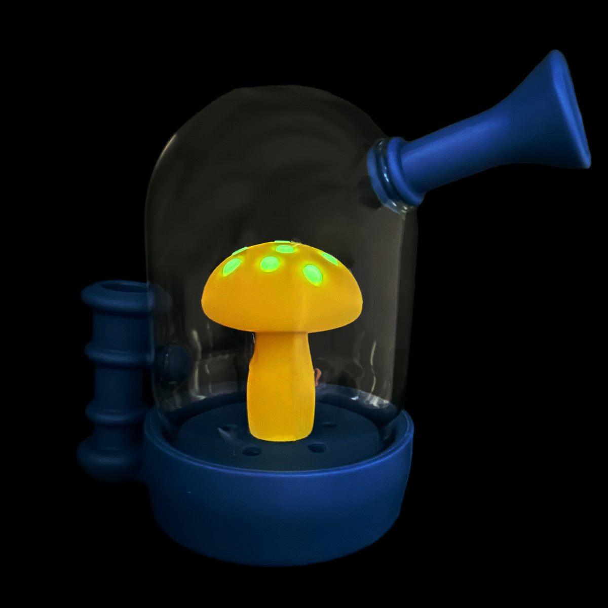 5.25” Hybrid Water Pipe w/ Glass Top & Glow-in-the-Dark Mushroom - Assorted Colors [WP-H-166]