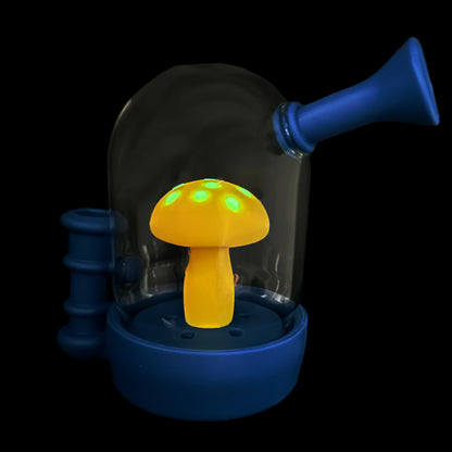 5.25” Hybrid Water Pipe w/ Glass Top & Glow-in-the-Dark Mushroom - Assorted Colors [WP-H-166]
