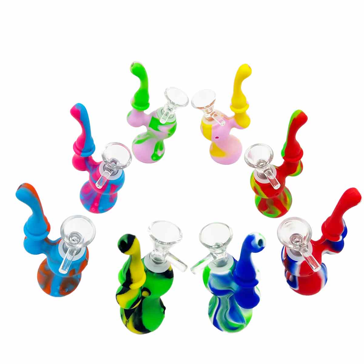 5"  Silicone Sherlock Bubbler - Assorted Colors [BUB-S-16B]