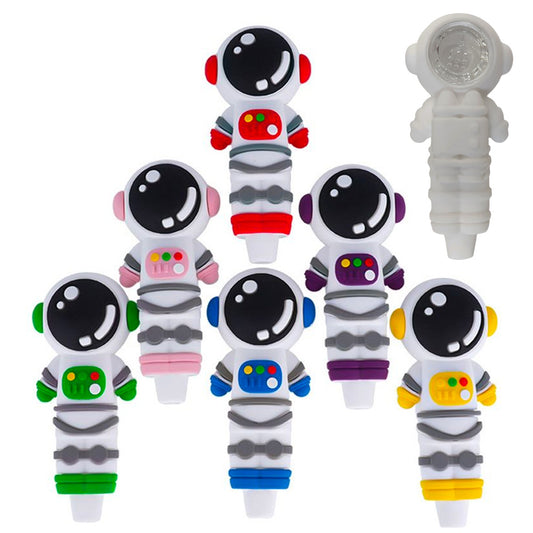 4.2" Silicone Astronaut w/ Glass Bowl - Assorted Colors [HP-S-175]