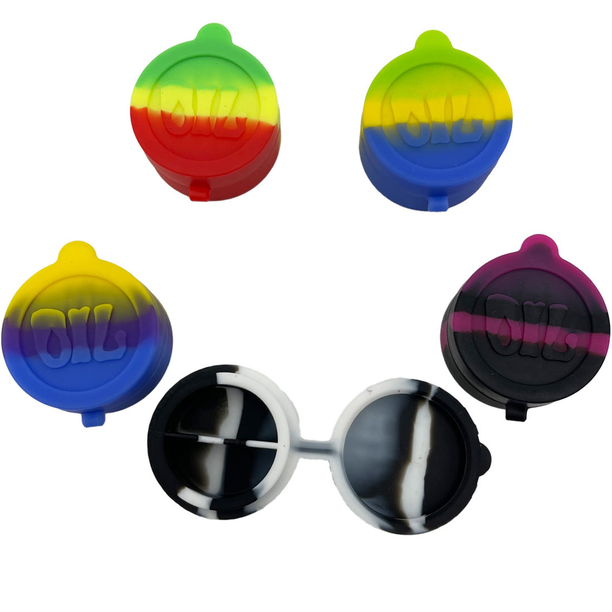 10ml Dual Compartment Oil/710 Silicone Container - Assorted Colors [C-S-15]