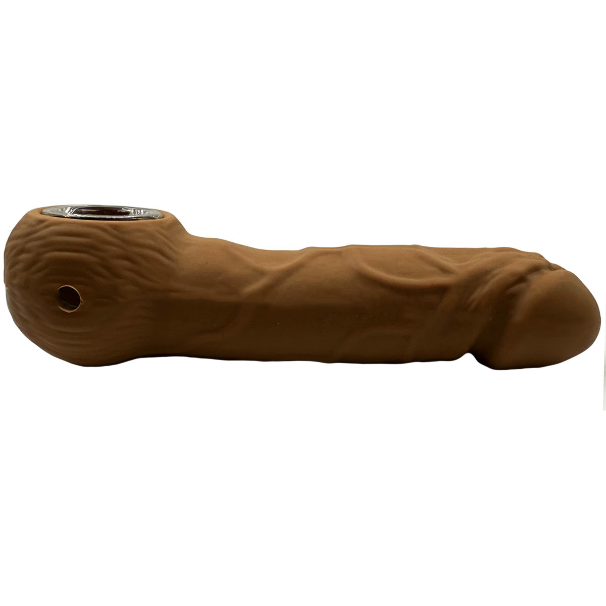 5" (About Average :) Silicone Penis Hand Pipe w/ Glass Bowl - Assorted Colors [HP-S-74B]