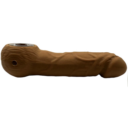 5" (About Average :) Silicone Penis Hand Pipe w/ Glass Bowl - Assorted Colors [HP-S-74B]