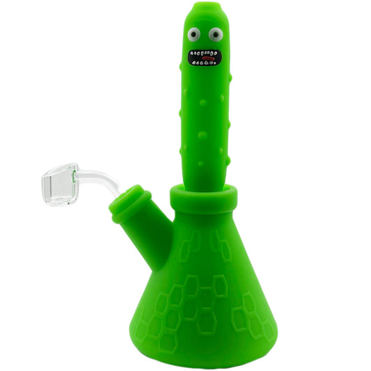 8.5" 14mm Dual-Use Silicone Pickle Water Pipe & Nectar Collector Set - Assorted Colors [WP-H-76]