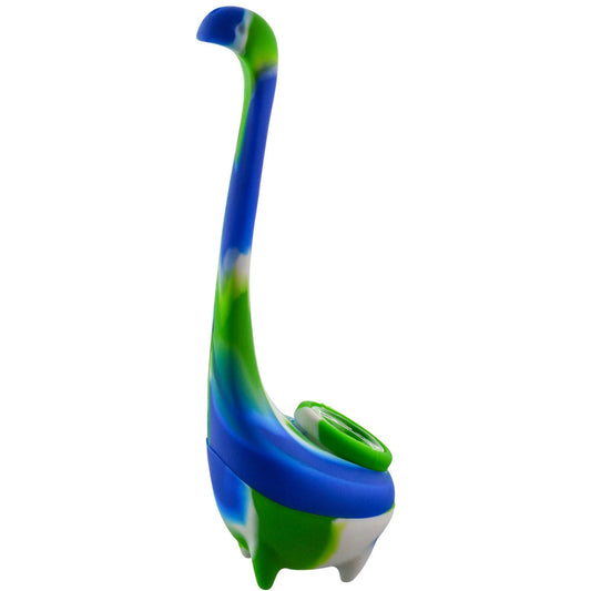 7" Silicone Dinosaur Bubbler w/ Glass Bowl - Assorted Colors [BUB-S-89]