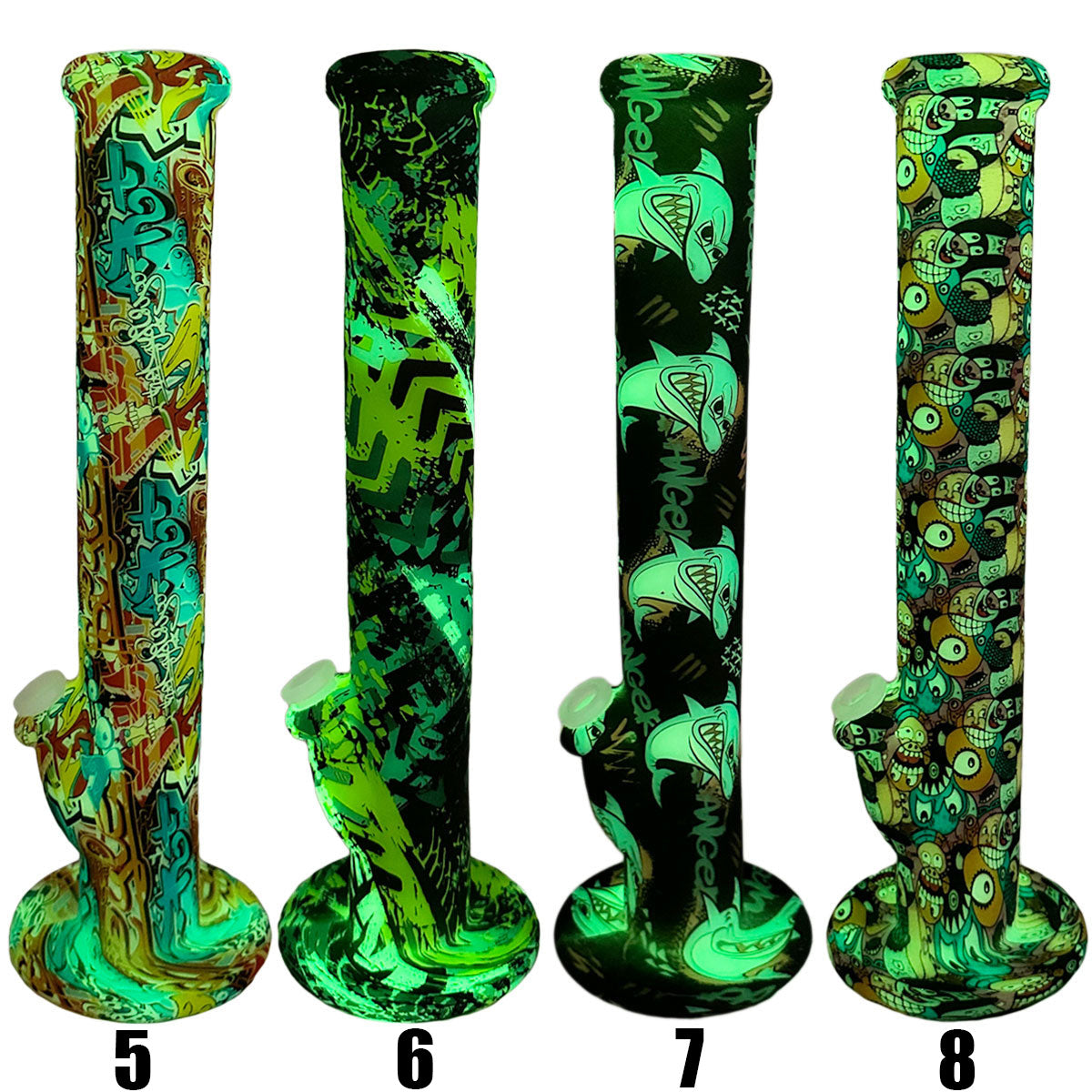 14" Straight Tube - Glow-in-the-Dark - Assorted Prints [WP-S-90]