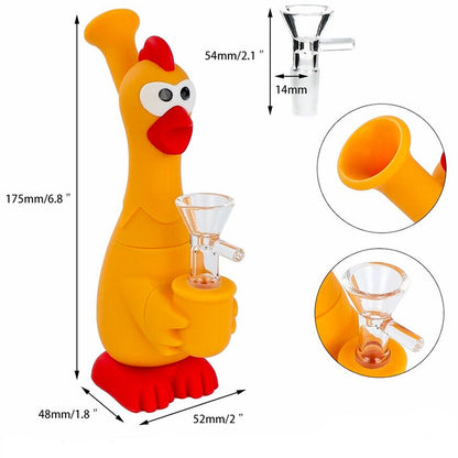 6.8” Rubber Chicken Water Pipe - Assorted Colors [WP-S-165]