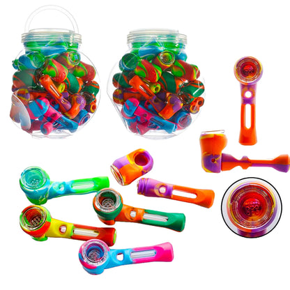 4.25" Hybrid Silicone & 2-in-1 Hand Pipe/Chillum - Assorted Colors [HP-S-168]