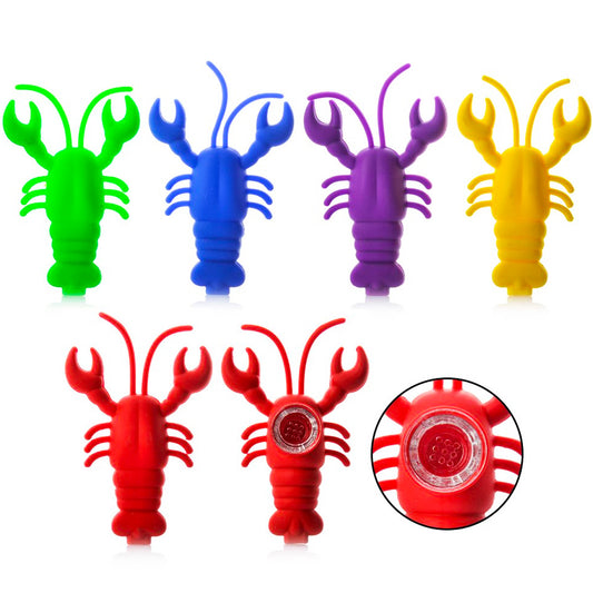 4.75" Silicone Lobster Hand Pipe w/ Glass Bowl - Assorted Colors [HP-S-172]