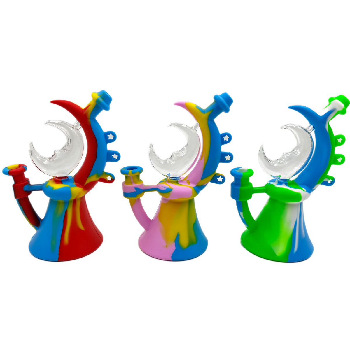 7.5" Hybrid Moon Water Pipe - Assorted Colors  [WP-S-163]