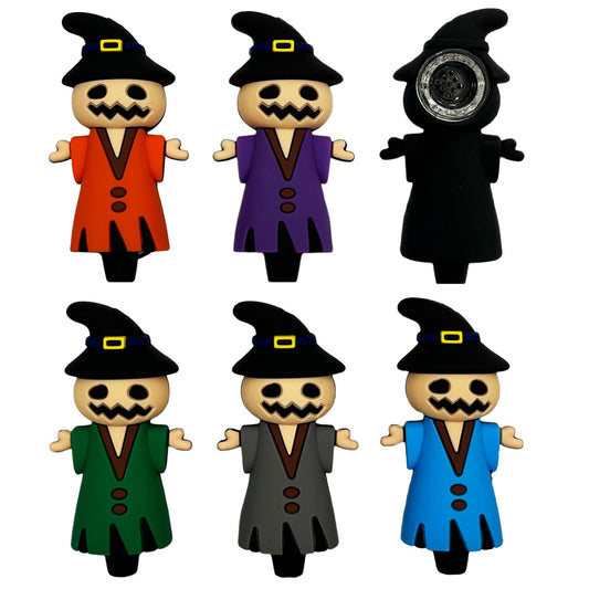 4.2" Silicone Scarecrow w/ Glass Bowl - Assorted Colors [HP-S-176]