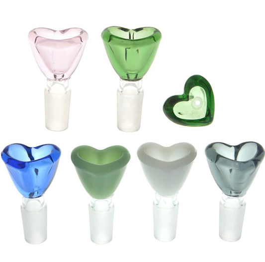 14mm Glass Heart Bowl - Now In 6 Colors! [GB-46]