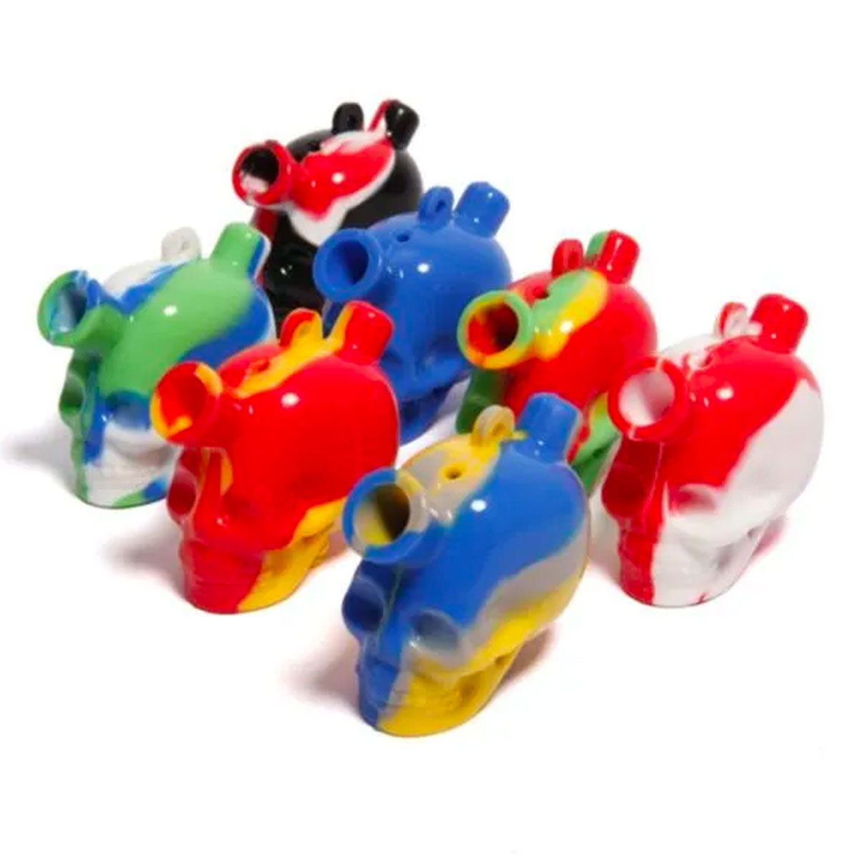 2.5" Silicone Skull Hybrid Flower & Joint Bubbler - Assorted Colors [BUB-S-24]