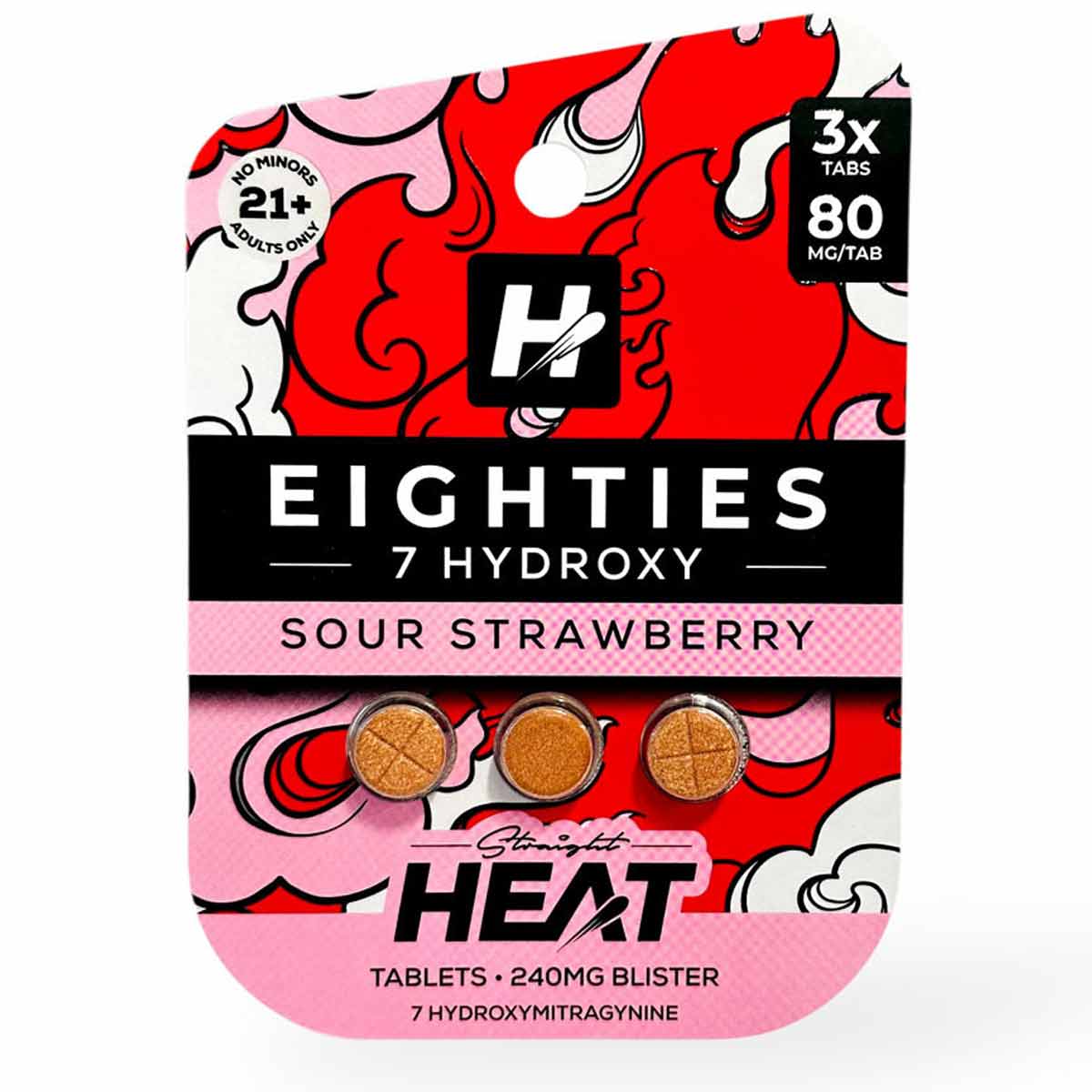 Straight HEAT EIGHTIES 7-OH - 80mg Tabs - 3 Ct & 10 Ct - 3 NEW Flavors! [K-H8-3C]
