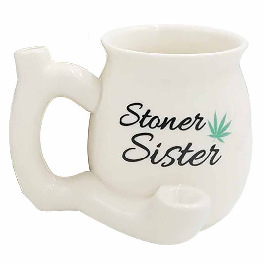 Roast & Toast Ceramic Coffee Mug & Pipe w/ Gift Box - White Stoner Sister [CM-C-FC-68]